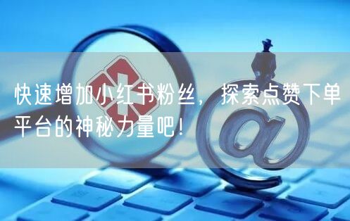 快速增加小红书粉丝，探索点赞下单平台的神秘力量吧！