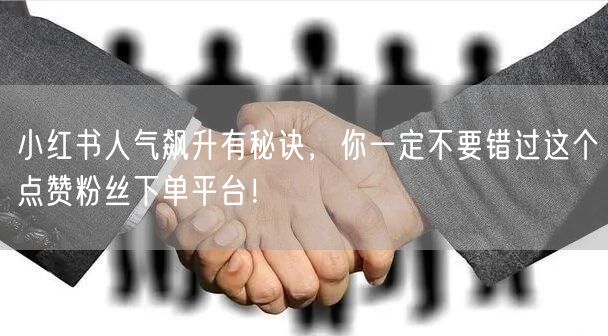 小红书人气飙升有秘诀，你一定不要错过这个点赞粉丝下单平台！