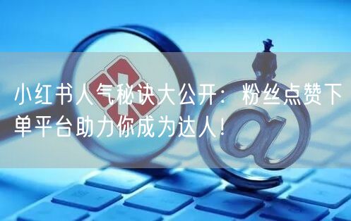 小红书人气秘诀大公开：粉丝点赞下单平台助力你成为达人！