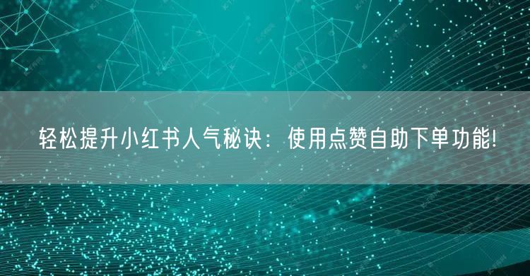 轻松提升小红书人气秘诀：使用点赞自助下单功能!