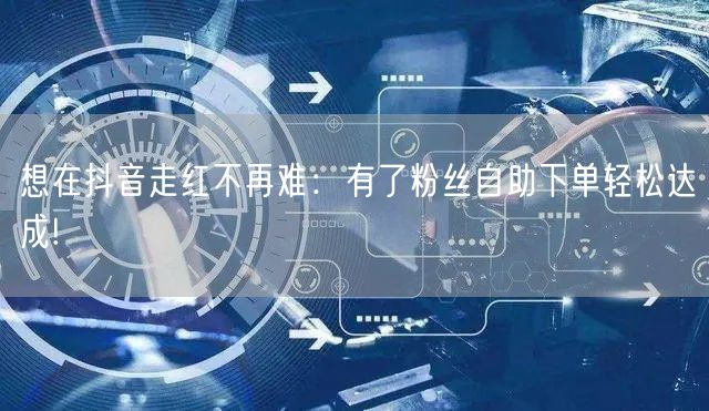 想在抖音走红不再难：有了粉丝自助下单轻松达成!