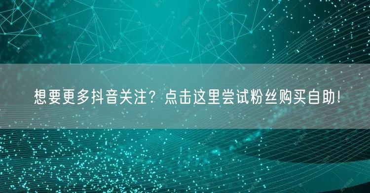 想要更多抖音关注？点击这里尝试粉丝购买自助！
