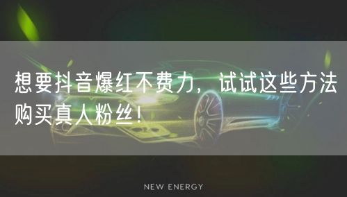 想要抖音爆红不费力，试试这些方法购买真人粉丝！