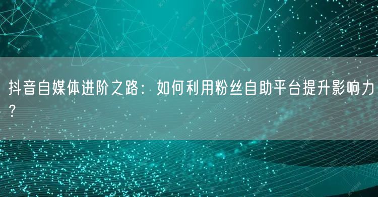 抖音自媒体进阶之路：如何利用粉丝自助平台提升影响力？