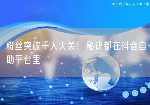 粉丝突破千人大关！秘诀都在抖音自助平台里