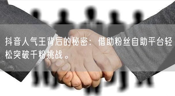 抖音人气王背后的秘密：借助粉丝自助平台轻松突破千粉挑战。