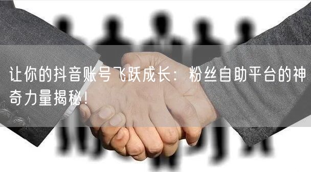 让你的抖音账号飞跃成长：粉丝自助平台的神奇力量揭秘！