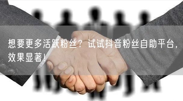 想要更多活跃粉丝？试试抖音粉丝自助平台，效果显著！