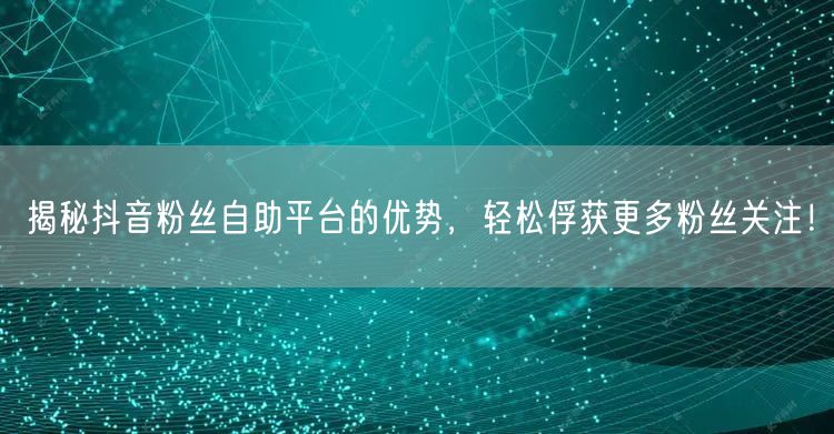 揭秘抖音粉丝自助平台的优势，轻松俘获更多粉丝关注！