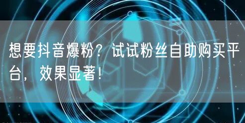 想要抖音爆粉？试试粉丝自助购买平台，效果显著！