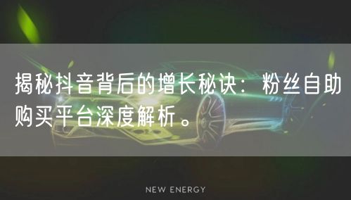 揭秘抖音背后的增长秘诀：粉丝自助购买平台深度解析。