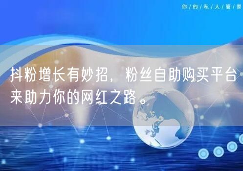 抖粉增长有妙招，粉丝自助购买平台来助力你的网红之路。