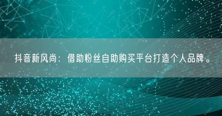 抖音新风尚：借助粉丝自助购买平台打造个人品牌。