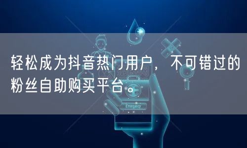 轻松成为抖音热门用户，不可错过的粉丝自助购买平台。