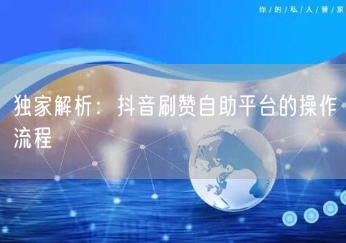 独家解析：抖音刷赞自助平台的操作流程