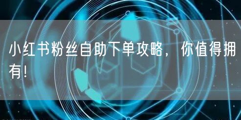 小红书粉丝自助下单攻略，你值得拥有！