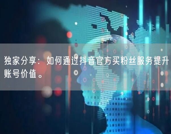 独家分享：如何通过抖音官方买粉丝服务提升账号价值。