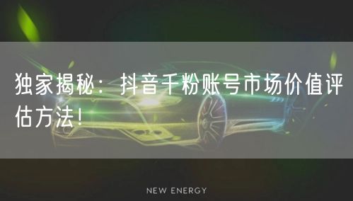 独家揭秘：抖音千粉账号市场价值评估方法！