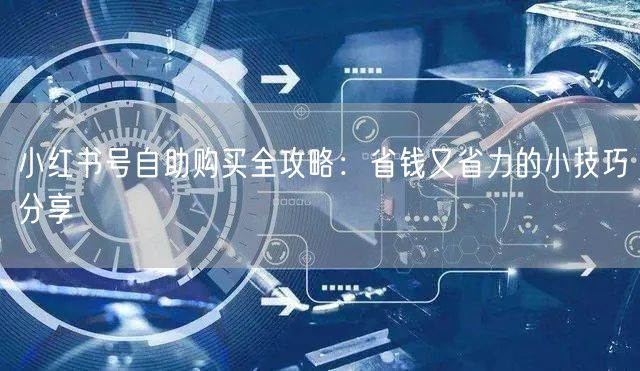 小红书号自助购买全攻略：省钱又省力的小技巧分享
