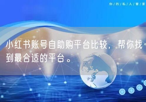 小红书账号自助购平台比较，帮你找到最合适的平台。