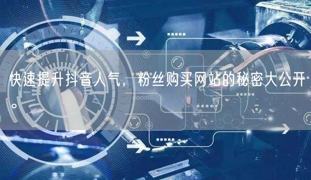 快速提升抖音人气，粉丝购买网站的秘密大公开。