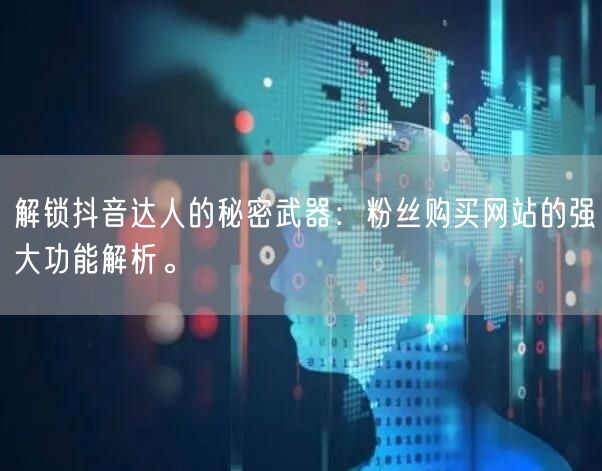 解锁抖音达人的秘密武器：粉丝购买网站的强大功能解析。