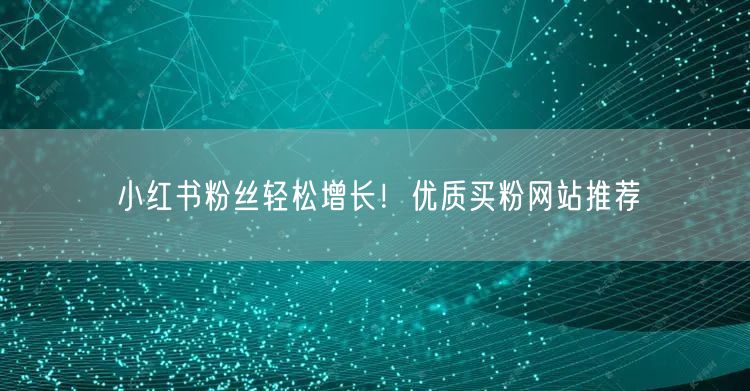 小红书粉丝轻松增长！优质买粉网站推荐