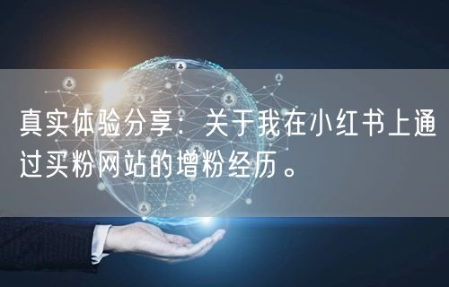 真实体验分享：关于我在小红书上通过买粉网站的增粉经历。
